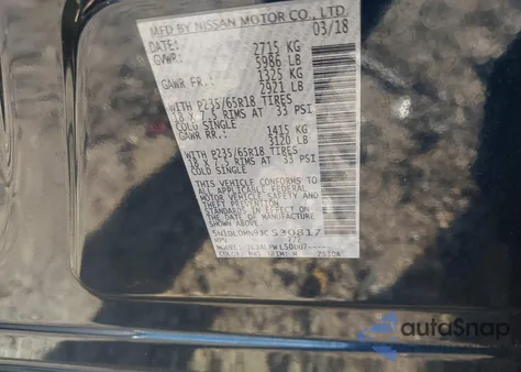 2018 Infiniti Qx60 из США, поврежденный, VIN 5N1DL0MN9JC530817